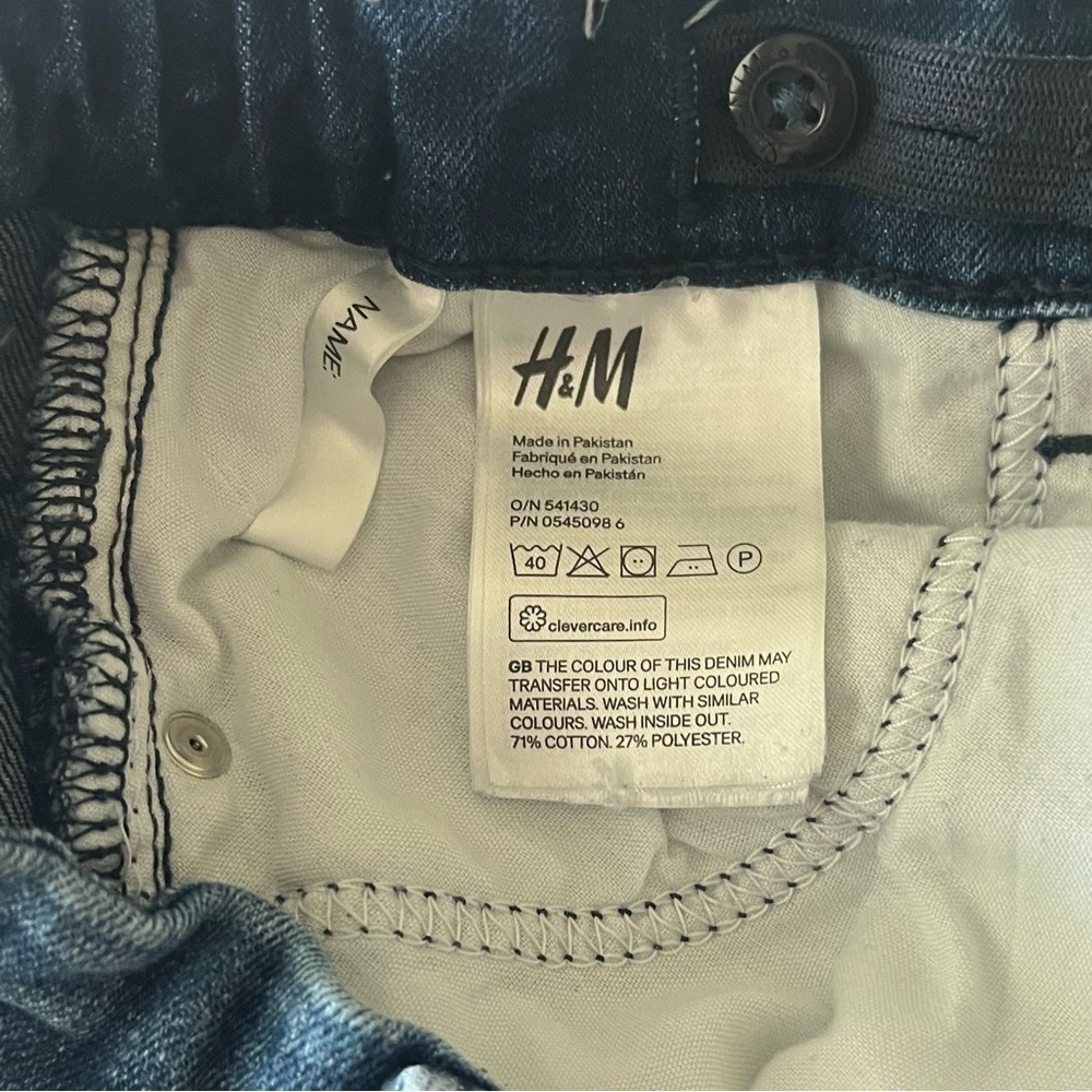 H & M super stretched distressed denim blue shorts Boys 7 pockets zipper snap - Picture 14 of 15